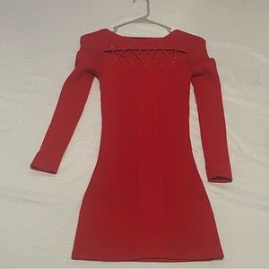 New Look Red Long Sleeve Dress